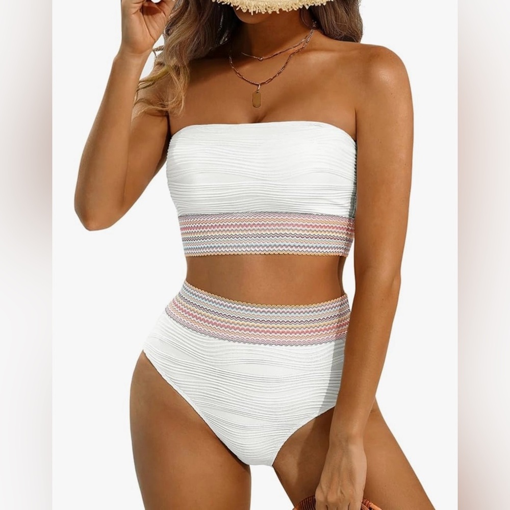 Chic White Bandeau Bikini Set